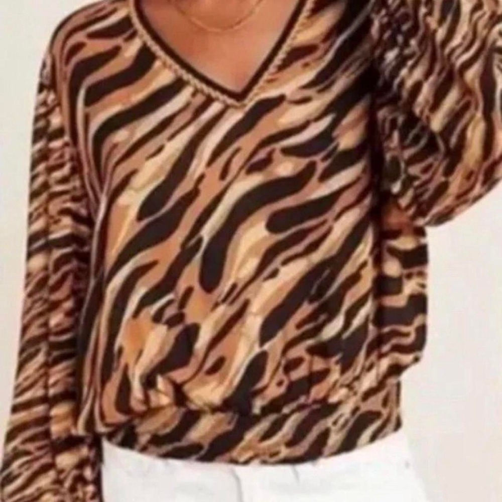 Women's Anthropologie Bl-nk London "Patrice" Animal Print Blouse. Size XL EUC